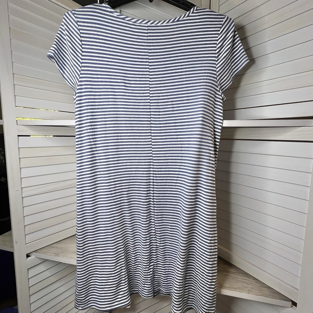 Ronni Nicole‎ Blue White Striped Short Sleeve Stretch Dress Size L